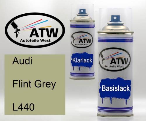 Audi, Flint Grey, L440: 400ml Sprühdose + 400ml Klarlack - Set, von ATW Autoteile West.